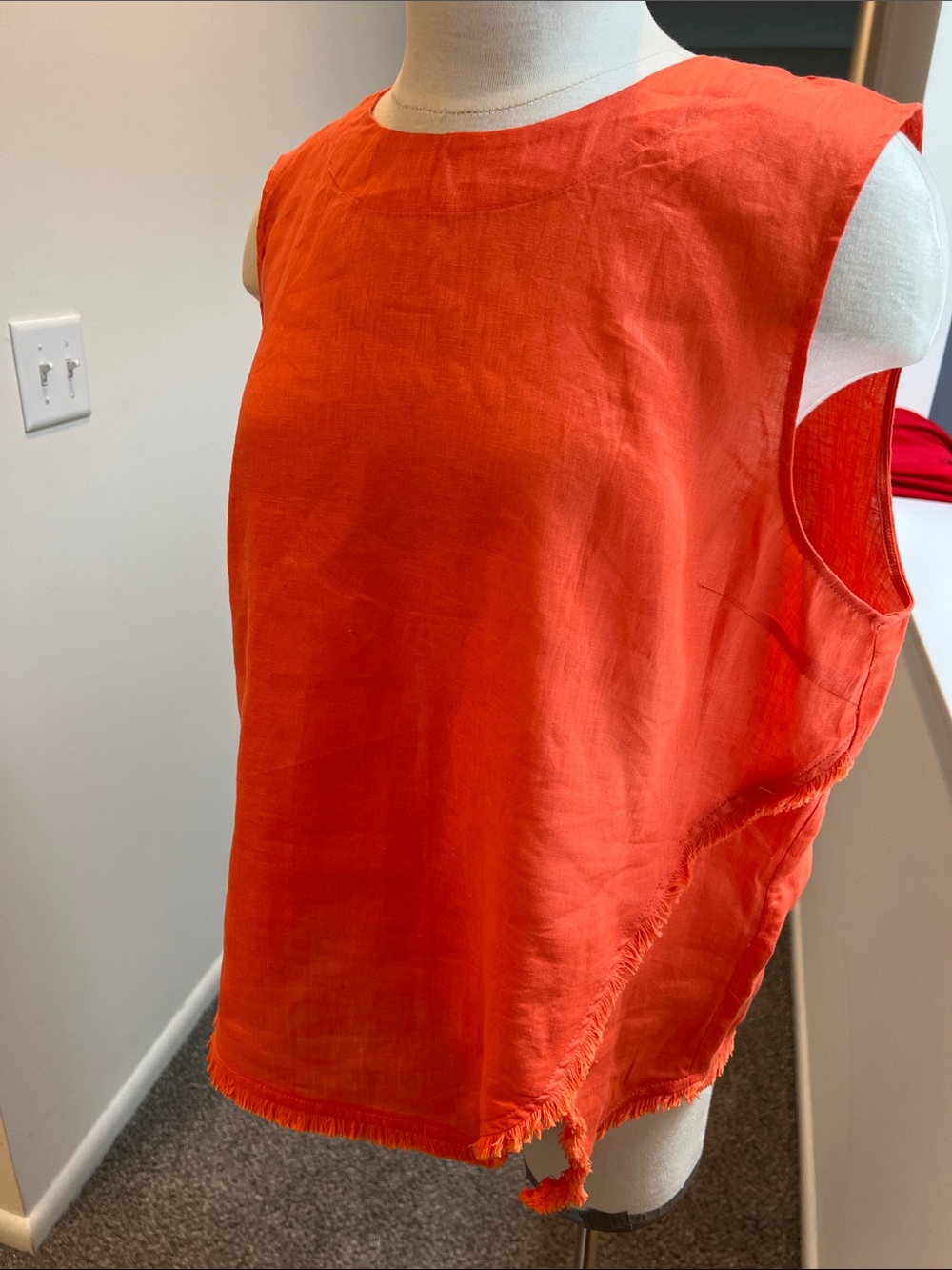 Bright Orange Sleeveless Linen Top